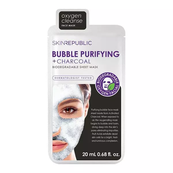 Skin Republic Bubble Purifying + Aktivkohle Gesichts-Tuchmaske (20 ml)
