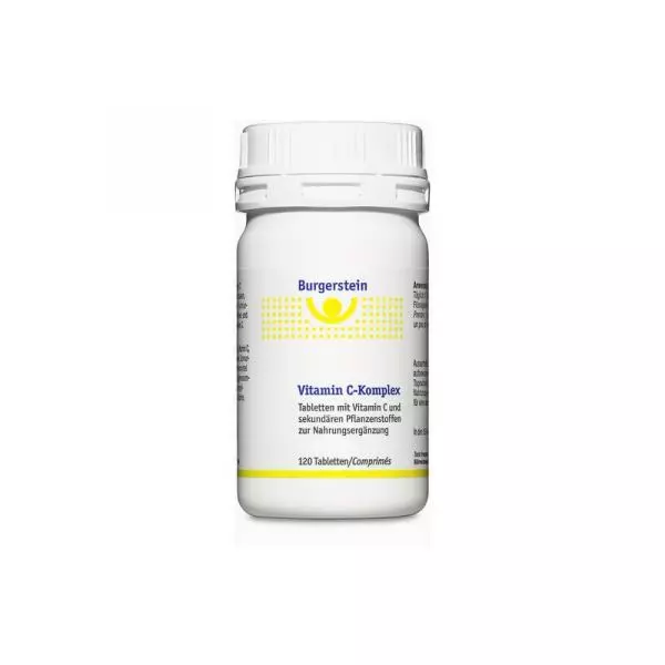 Burgerstein Vitamine C Complex offre un puissant soutien immunitaire avec 240 mg de vitamine C et des bioflavonoïdes d'agrumes, de cynorhodon et de sophora du Japon.