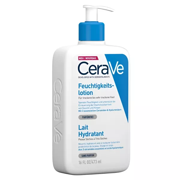 CeraVe Moisturizing Lotion 473ml pump bottle for dry to very dry skin, the main size for optimal moisturization