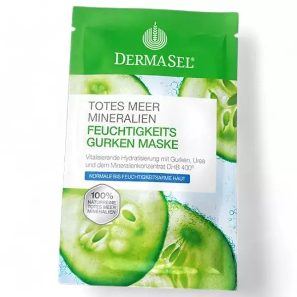 DermaSel Feuchtigkeits Gurken Maske 12ml - Feuchtigkeitsspendende Gesichtsmaske mit Totes Meer Salz und Gurkenextrakt. Erhältlich bei vitamister in der Schweiz.