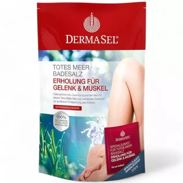 Dermasel Sels de Bain de la Mer Morte Soulagement Articulations et Muscles 420ml - Bain minéral apaisant au gingembre et romarin, chez vitamister Suisse