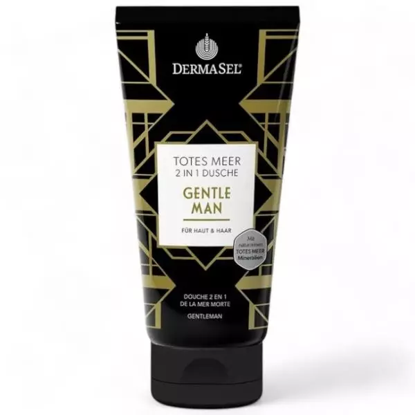 DermaSel Totes Meer Duschgel 2 in 1 Gentleman - belebendes Duschgel und Shampoo für Männer mit Mineralien aus dem Toten Meer. Erhältlich bei vitamister in der Schweiz.