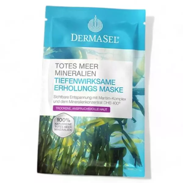 Dermasel Deep-Acting Relaxation Mask 12ml sachet with sea imagery. Revitalize your skin with Dead Sea minerals. Shop now at vitamister Switzerland.