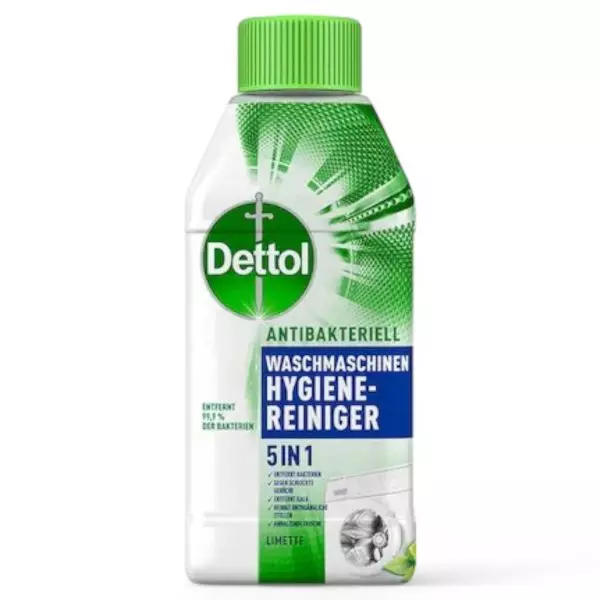 Dettol Washing Machine Cleaner 250ml bottle, available at vitamister Switzerland for optimal appliance hygiene and maintenance