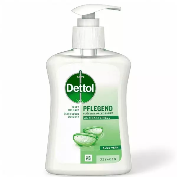Dettol Liquid Hand Soap Aloe Vera 250ml bottle with pump dispenser, available at vitamister Switzerland