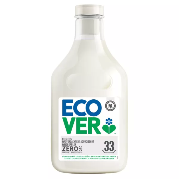 Ecover Zero Fabric Softener 1L bottle - Perfect for sensitive skin, fragrance-free and biodegradable.