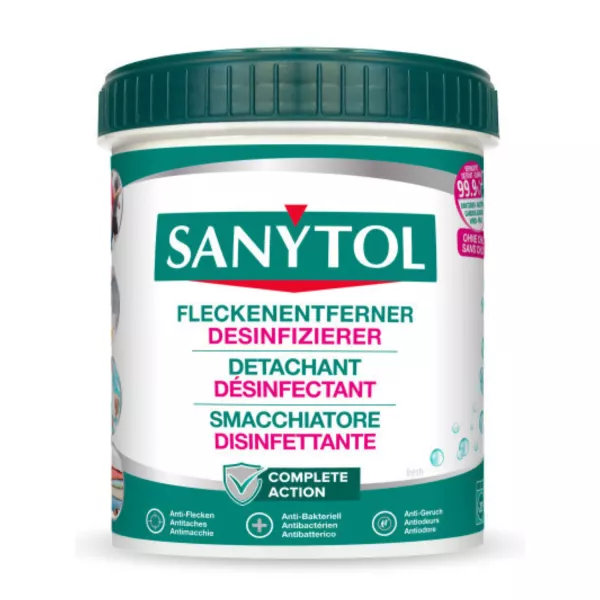 Sanytol Disinfectant Stain Remover, ensuring cleanliness for your textiles. Available at Vitamister Switzerland.