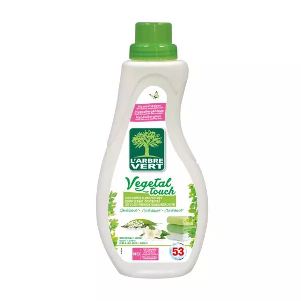 Bouteille d'Adoucissant L'Arbre Vert Vegetal Touch 800ml parfum muguet et jasmin - soin du linge écologique chez vitamister en Suisse