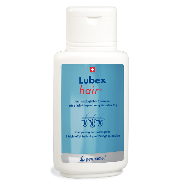 Lubex Haarshampoo Flasche, 200ml - ideal für empfindliche und gereizte Kopfhaut, mit Inhaltsstoffen zum Beruhigen, Schützen und Regenerieren der Haarstruktur.