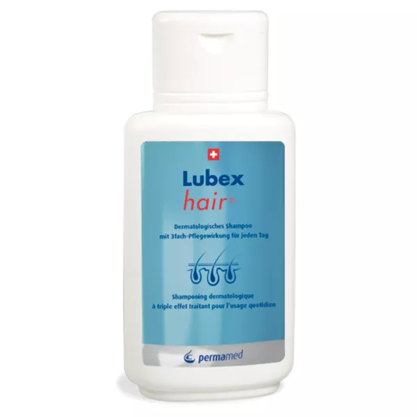 Lubex Hair Shampoo 200ml Flasche für empfindliche Kopfhaut. Anti-Schuppen-Formel bei vitamister in der Schweiz erhältlich. Beruhigen und pflegen Sie Ihre Kopfhaut.