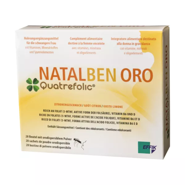 Sachets de poudre orodispersible Natalben ORO avec nutriments prénataux essentiels