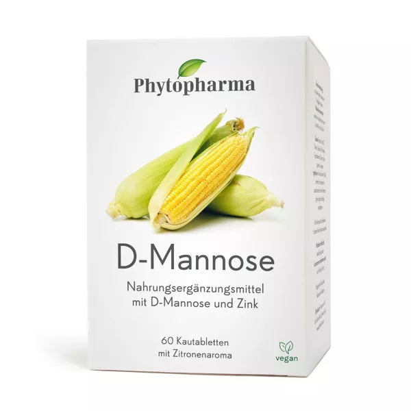 Phytopharma D-Mannose Tablets, 60cnt for urinary tract health. Natural UTI prevention supplement available at vitamister in Switzerland.