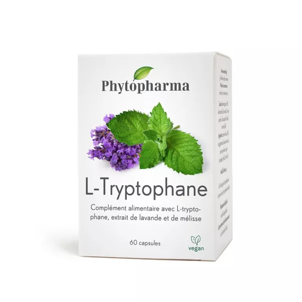 Phytopharma L-Tryptophan Capsules, 60cnt, premium dietary supplement for mental well-being and relaxation, available at vitamister in Switzerland.