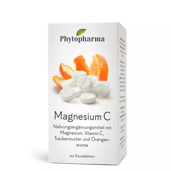 Phytopharma Magnesium Tabletten zur Muskelunterstützung und Energie. 120 Kautabletten mit Vitamin C. Jetzt bei vitamister Schweiz kaufen.