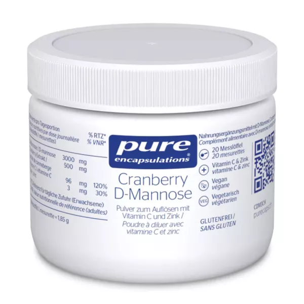 Pure Encapsulations Cranberry D-Mannose Poudre - complément alimentaire de qualité supérieure disponible chez vitamister en Suisse.
