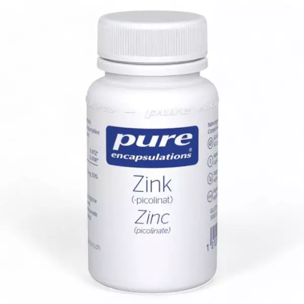 Complément alimentaire Zinc Picolinate de Pure Encapsulations pour renforcer l'immunité et la santé de la peau. 