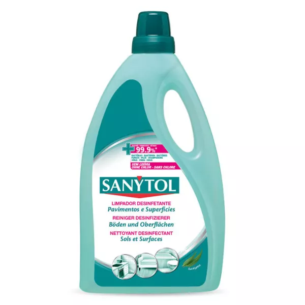 Sanytol Desinfizierer für Böden & Oberflächen 5L, sorgt für Sauberkeit in Ihrem Zuhause. Verfügbar bei Vitamister Schweiz.