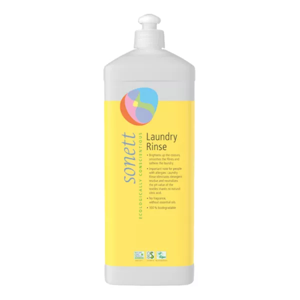 Sonett Laundry Rinse 1L bottle - Eco-friendly fabric care without fragrance.