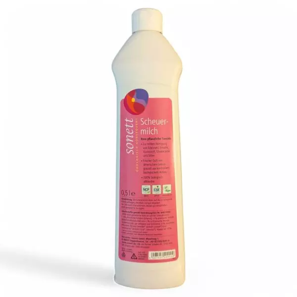 Sonett Scouring Milk bottle. Shop eco-friendly cleaning products at vitamister.ch in Switzerland.