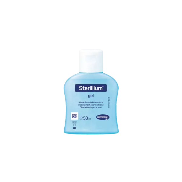 Sterillium Disinfection Gel 50ml bottle - premium hand sanitiser with 85% ethanol for effective antimicrobial protection, available at vitamister in Switzerland