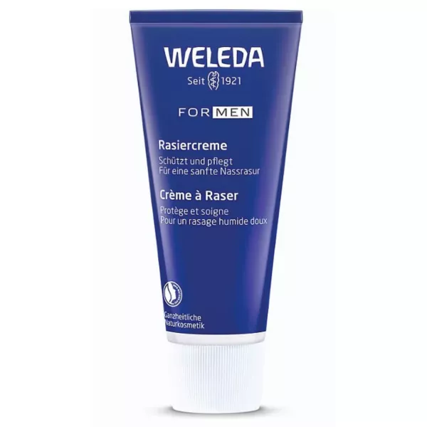Tube von WELEDA For Men Rasiercreme, Bio-Inhaltsstoffe, beruhigende Rasur.