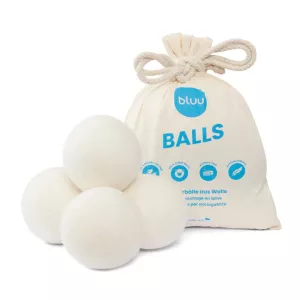 Bluu Balles de Séchage en Laine, pack de 4 - Accessoire de Lessive Écologique, Fabriqué en Nouvelle-Zélande | Disponible sur vitamister
