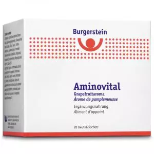 Pack of Burgerstein Aminovital 20 Sachets with essential amino acids, at vitamister.ch for health.