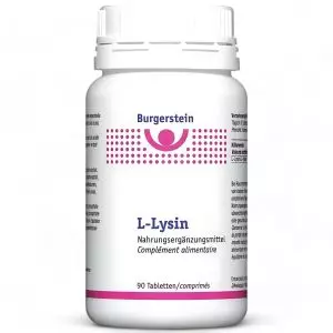 Burgerstein L-Lysine Tablets 90cnt bottle - Swiss-made immune support supplement available at vitamister in Switzerland