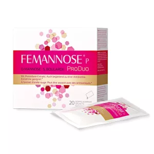 Femannose P ProDuo soutient la santé des voies urinaires avec du D-mannose et de l'extrait de canneberge