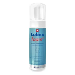 Mousse nettoyante Lubex Foam, protection contre les champignons et bactéries avec Bisabolol et Polidocanol 600 pour tous types de peau.