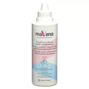 Mavena Scalp Fluid bottle for dry, itchy scalp with witch hazel distillate and moisturizing ingredients