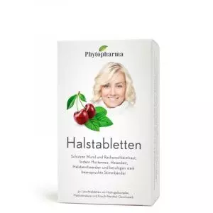 Phytopharma Kirsch-Menthol Halstabletten für Mund- und Rachenschutz, erhältlich bei vitamister.ch.