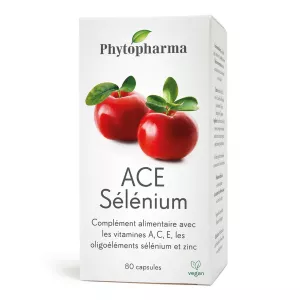 Phytopharma ACE Sélénium Zinc capsules : Un mélange puissant d'antioxydants et de minéraux pour le soutien immunitaire. Achetez maintenant sur vitamister, votre boutique suisse en ligne de compléments alimentaires de confiance.