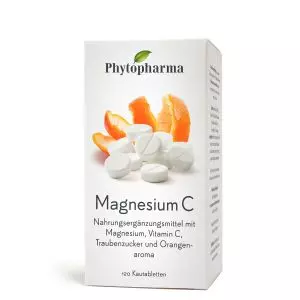 Phytopharma Magnésium Comprimés pour le soutien musculaire et l'énergie. 120 comprimés à croquer avec vitamine C. Achetez maintenant chez vitamister Suisse.