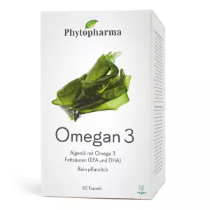 Omega-3 ohne Fischöl - Phytopharma Omegane 3 Algenölkapseln für Veganer und diejenigen, die keinen Fisch essen oder den Geschmack von Fisch nicht mögen.