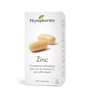 Phytopharma Zinc Tablets provide 5mg of zinc and 500mg of vitamin C per tablet for optimal zinc support. Buy now at vitamister.ch for convenient daily supplementation.