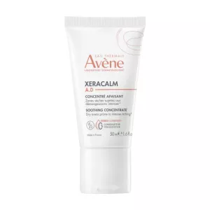 Avène XeraCalm A.D Soothing Concentrate 50ml tube, for dry areas prone to intense itching, sterile and preservative-free formula, made in France.